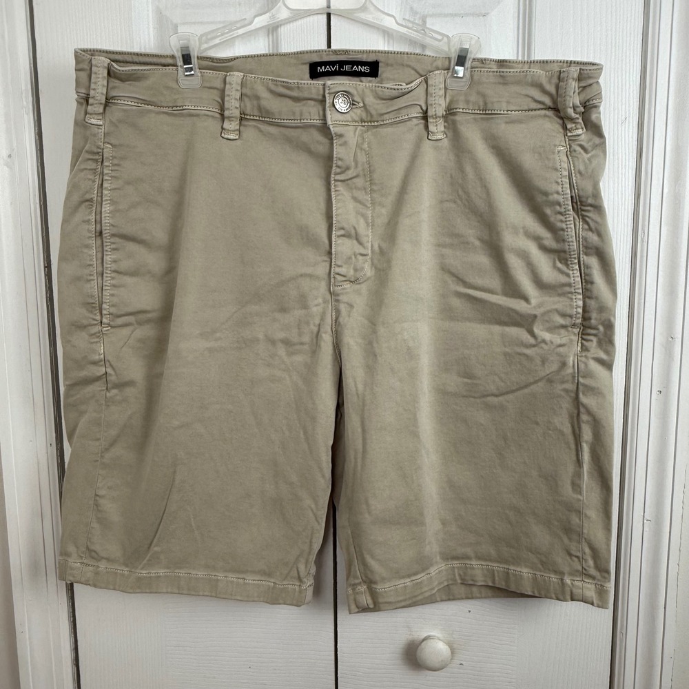 ✨Mavi Jeans Simon Mens Flat Front Shorts Khaki Beige Casual‎ Everyday Size 38